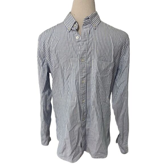 GAP Blue and White Striped Standard Fit Stretch Button Down Sz S - Picture 1 of 4